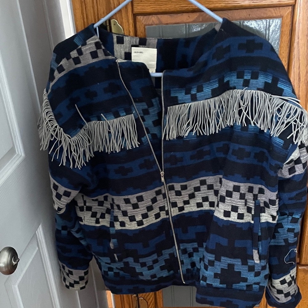 Blue and Gray Patterned Women's Blazer